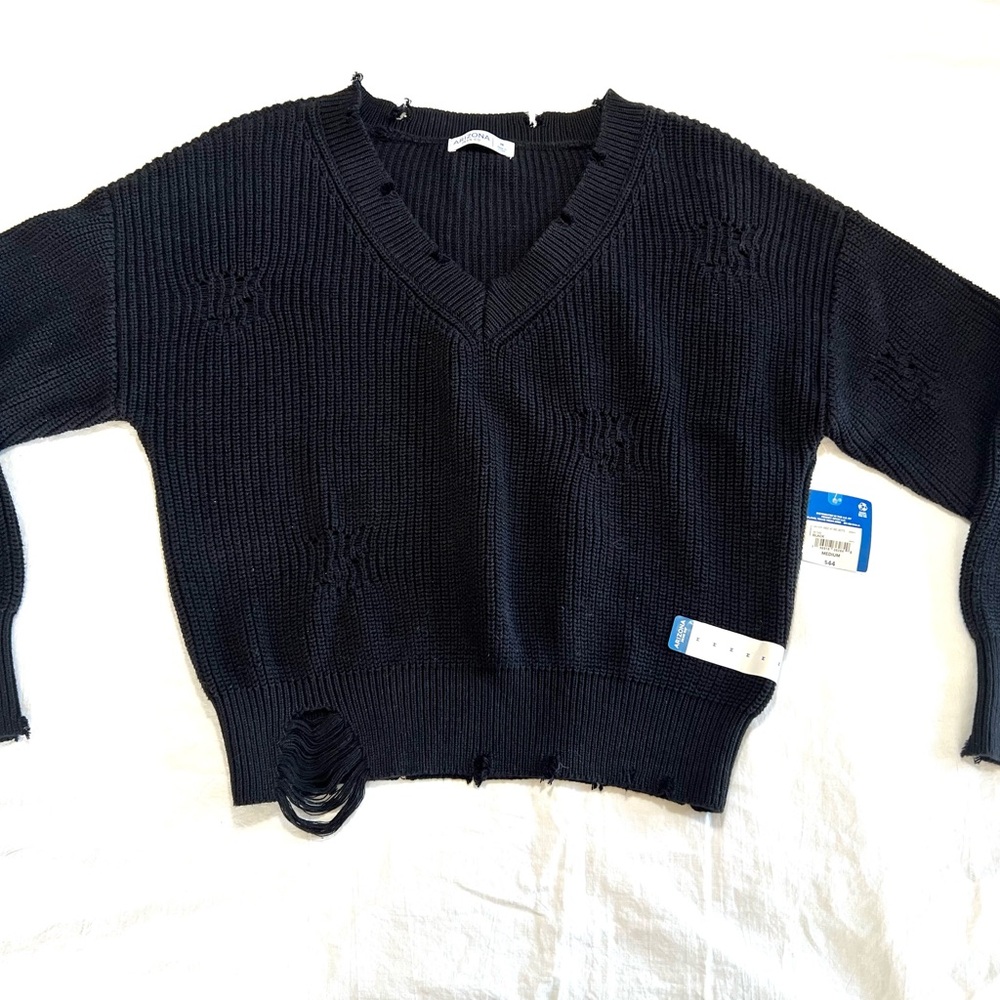 Arizona Jean Co black sweater cotton distressed size Medium